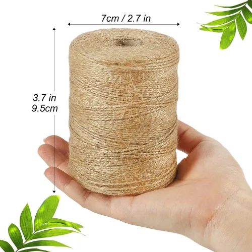 Miniatura 5 de Tenn Well Cordel de yute natural, 984 pies, 2 capas, 0.039 pulgadas, cuerda fina de color marrón para manualidades, ganchillo, envoltura de regalos