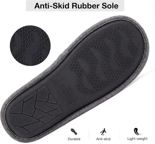 Miniatura 6 de EverFoams Men's Cotton Knit Memory Foam Indoor Slippers Light Weight House Shoes with Anti-Skid Sole