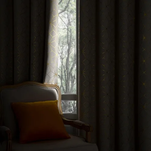 Miniatura 2 de Beauoop - Cortinas opacas 100% de 54 pulgadas de largo para dormitorio y sala de estar, con patrón marroquí dorado, paneles de tratamiento