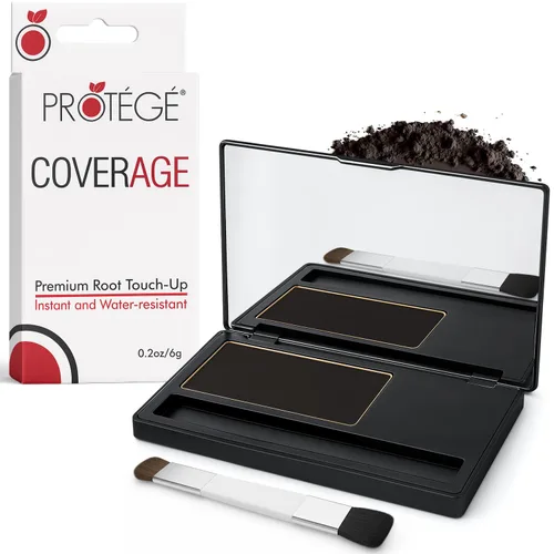 Polvo de color de cabello para retoque de raíces prémium para mujeres, corrector de cobertura de canas, negro, cepillo aplicador integrado,