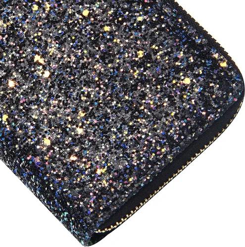 Miniatura 5 de KUKOO Billetera con purpurina para mujer, cartera larga brillante para teléfono, tarjetero para mujer