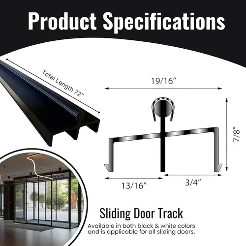 Miniatura 2 de KC Hardware - Riel de puerta corrediza de vinilo de alta calidad con cubierta de acero inoxidable, ideal para puertas de vidrio y mosquitera, Negro