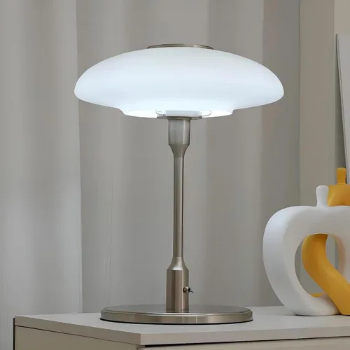 Miniatura 9 de Lámpara de mesa moderna de metal y vidrio, lámpara de mesa decorativa, lámpara de mesa para sala de estar, dormitorio, sala de estudio, 12.6 x 16.5