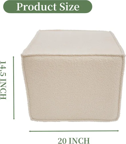 Miniatura 2 de Reposapiés otomano cuadrado, puf pequeño para sofá, mesa de café, taburetes tapizados Boucle aplicables a la sala de estar, dormitorio y dormitorio