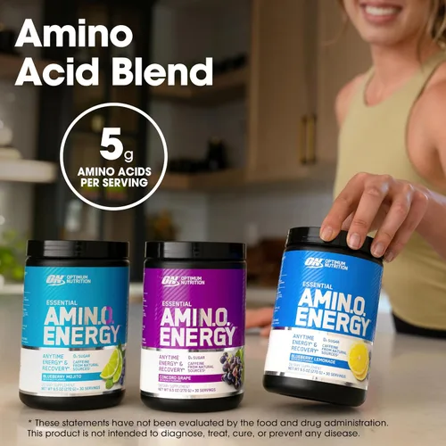 Miniatura 5 de Optimum Nutrition Amino Energy - Polvo energético para antes del entrenamiento con té verde, BCAA, aminoácidos, extracto de café verde, sabor