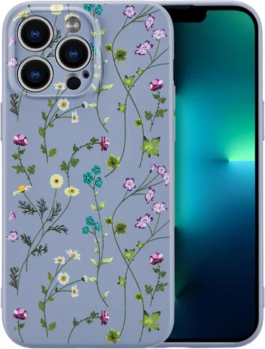 Miniatura 21 de RALEAVO Funda Floral para iPhone 12, Cubierta de Silicona Líquida con Bonito Patrón de Rama de Flores para Niñas y Mujeres, Funda Protectora de Goma
