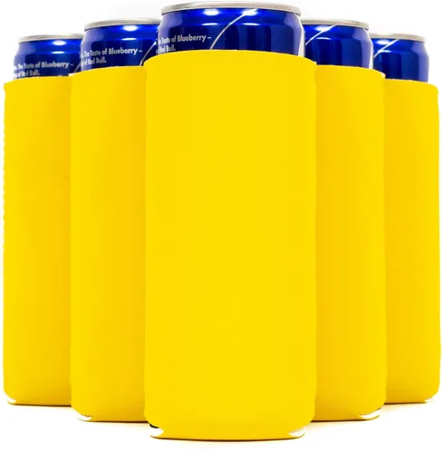 Miniatura 21 de QualityPerfection Fundas delgadas para enfriar latas, cerveza/energía (paquete de 6) para bebidas en blanco, 12 onzas, alta calidad, 0.157 in