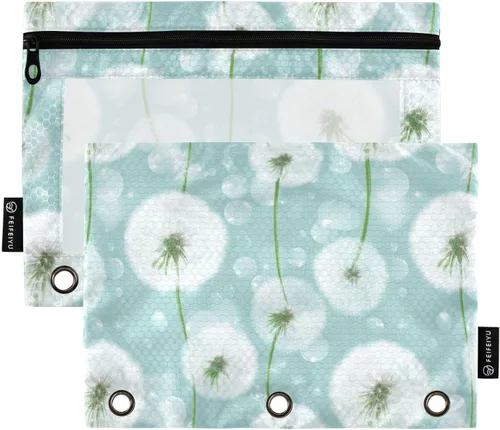 Miniatura 25 de SHJI Bolsas para carpetas, bolsa de lápices de mármol rosa y azul para carpeta de 3 anillas, paquete de 2 bolsas transparentes con cremallera