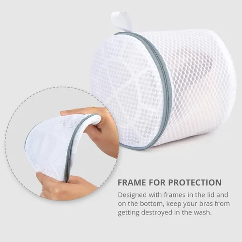 Miniatura 6 de Paquete de 3 bolsas de malla para ropa delicada, bolsas de malla para brasier con lazo para colgar, bolsas de lencería de 6 x 7 pulgadas