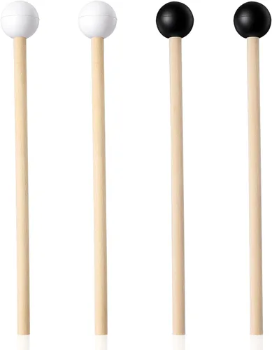 4 mazos de tambor de lengua de acero, mazos de tambor de goma de 5.9 pulgadas para xilófono, instrumentos musicales, mazo de madera de abedul