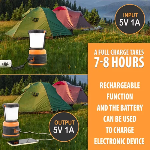 Miniatura 8 de Linterna LED para campamento recargable, 1800 lúmenes, 4 modos de luz, banco de energía de 4400 mAh, impermeable IP44, linterna perfecta para Negro