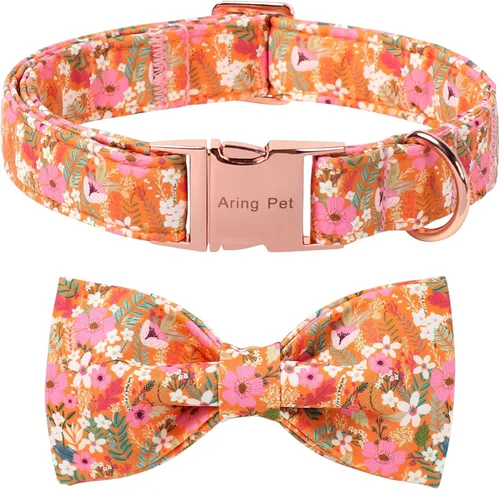 Miniatura 47 de ARING PET Collar de perro con corbatín, collares de terciopelo para perros con corbatín extraíble, collar de lazo ajustable para perros hembras