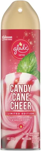 Glade - Ambientador en aerosol – Candy Cane Cheer – Colección Holiday 2020 – Peso neto 8 oz (227 g) por lata – Una (1) lata