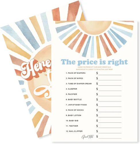 Miniatura 6 de Sunshine Fill In Baby Shower Juego de cartas – Here Comes The Son – Juego de mamá o papá para niños – Anuncio de bebé revelación de género ¿Adivina