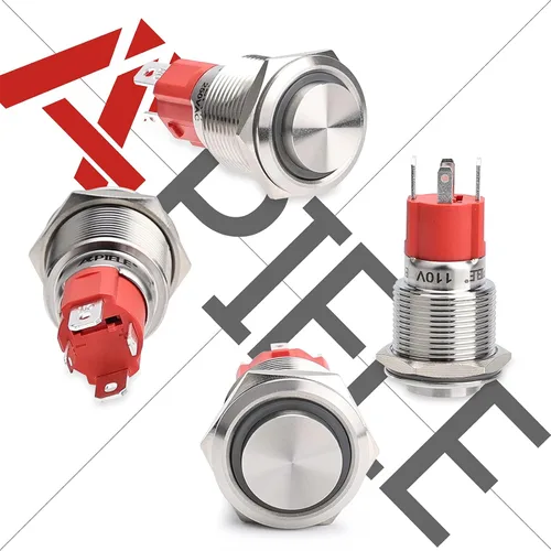 Miniatura 3 de Interruptor de botón momentáneo de 0.79 pulgadas, interruptor APIELE 10A 1NO de acero inoxidable IP65 a prueba de agua (12-24 V LED redondo alto)