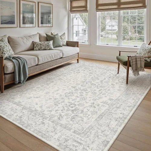 Miniatura 55 de PureCozy Alfombra de área beige de 2 x 3 pulgadas, lavable, vintage, pequeña, para entrada, cocina, suave, retro, floral, de pelo bajo, tapete
