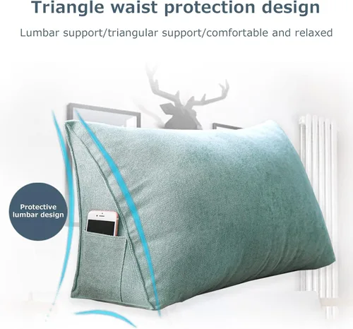 Miniatura 2 de Almohada de cabecera con protección de cintura, almohada de lectura, almohada triangular de cuña, cojín de espalda larga con funda extraíble