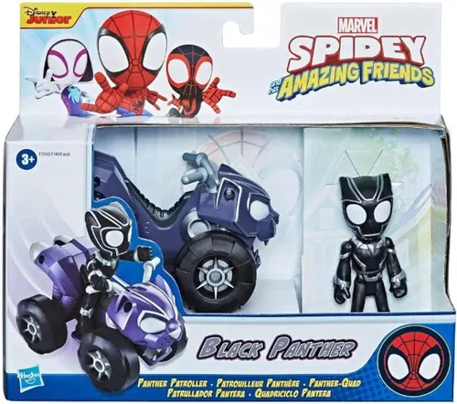 Marvel Spidey & His Amazing Friends Figuras de acción de superhéroes + villanos (elige figura) (juego de vehículos de pantera negra)