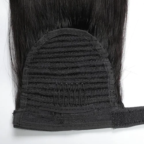 Miniatura 5 de Extensión de cola de caballo de cabello humano lacio envolvente alrededor de la cola de caballo, extensión de cabello de 8 pulgadas, color natural