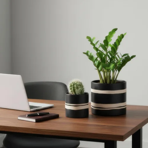 Miniatura 2 de Nihow Maceta moderna de cerámica – Maceta de 5 + 7 pulgadas para todas las plantas de interior – Macetas resistentes con orificio de drenaje