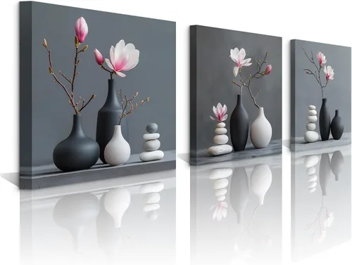 Miniatura 52 de Arte de Pared de Acuarela de Estilo Asiático Tradicional Chino Pájaro en Rama de Flor de Cerezo Roja Decoración Paisaje Floral Oriental Pintura