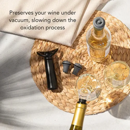 Miniatura 11 de Vacu Vin Concierto para guardar vino con 4 tapones de vacío - Bomba preservadora de vino premium - sello hermético mantiene el vino fresco durante