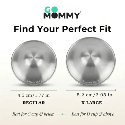 Miniatura 3 de Go Mommy - Copas de lactancia de plata de ley 925 sólida, talla XL, fundas para pezones para lactancia, protectores de pezones para recién nacidos