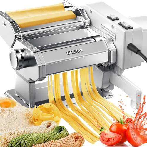Miniatura 8 de NEWTRY Máquina eléctrica para hacer pasta, prensa de rodillo de masa para hacer fideos con motor desmontable 0.008-0.020 in Grosor de la hoja
