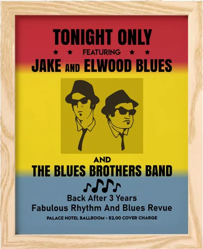 Miniatura 10 de Tonight Only-Jake & Elwood Blues-The Blues Brothers Band Arte de Pared Vintage, Arte de Pared Retro de TV con Impresión de Silueta de John