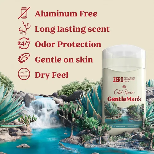 Miniatura 2 de Old Spice GentleMan's - Desodorante de tacto seco sin aluminio para hombres, frescura duradera 24/7, suave con la piel con acondicionadores