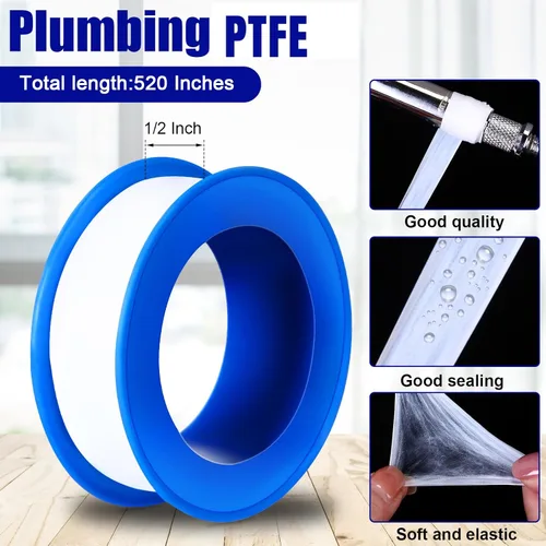 Miniatura 2 de Pushglossy 50 rollos de cinta de PTFE de 1/2 x 520 pulgadas, sellador impermeable, cinta de plomería para cabezal de ducha, reparación de sellado