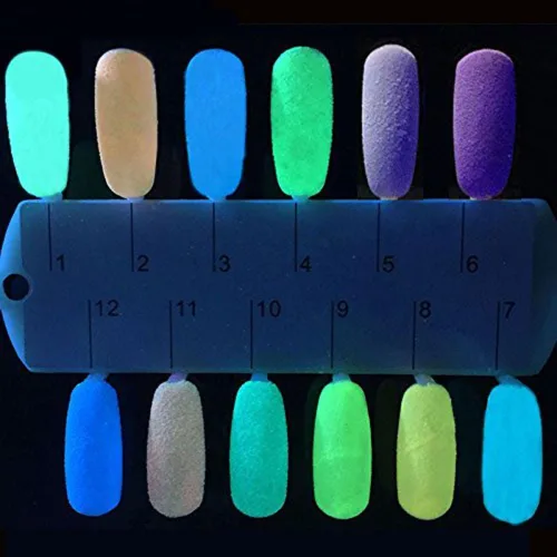 Miniatura 8 de Polvo que brilla en la oscuridad, 24 frascos de pigmento luminoso en polvo de fluorescencia nocturna, 12 colores, resina epoxi luminosa, polvo de 24