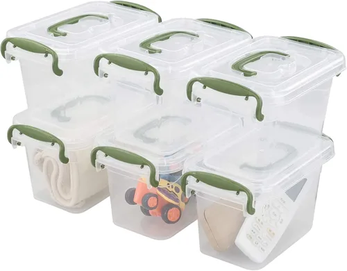 Miniatura 6 de Paquete de 6 cajas de almacenamiento con pestillo, contenedores transparentes de plástico con tapas