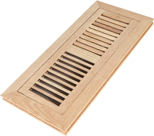 Miniatura 11 de Registro de piso de madera de roble blanco, montaje empotrado con marco, 4 x 10 pulgadas, sin terminar Blanco (White Oak)