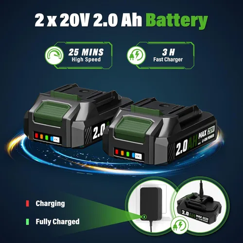 Miniatura 3 de SEYVUM Soplador de hojas, soplador inalámbrico de 20 V con batería de 2 x 2.0 Ah, soplador eléctrico de hojas para el cuidado del césped, soplador
