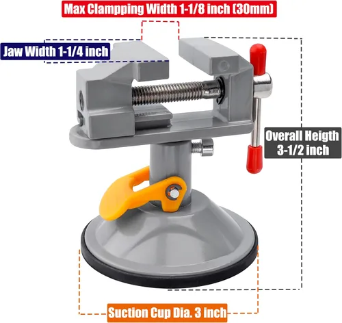 Miniatura 3 de Yakamoz Mini Tornillo de Banco 360 Grados Abrazadera de Succión Tornillo de Mesa Pequeña Abrazadera de Banco para Trabajos en Joyería, Manualidades