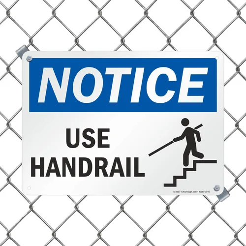 Miniatura 3 de SmartSign Cartel de "Aviso - Usar pasamanos" Plástico de 10 x 14 pulgadas