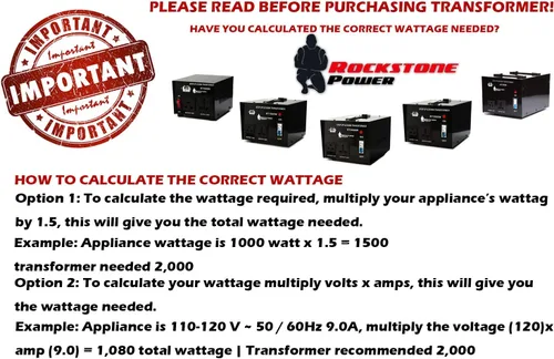 Miniatura 6 de ROCKSTONE POWER Transformador convertidor de voltaje de 1000 vatios - Convertidor de energía de alta resistencia de 110 V/120 V/220 V/240 V