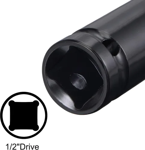 Miniatura 4 de uxcell 1/2" Drive by 0.669 in Deep Socket, acero CR-V tratado térmicamente 8" longitud, tamaños métricos de 6 puntos