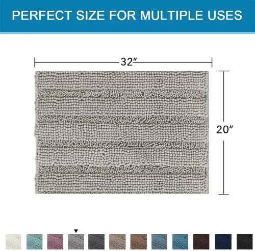 Miniatura 484 de H.VERSAILTEX Tapetes de baño antideslizantes para baño, alfombras de baño extragruesas de felpilla a rayas, tapetes de baño de 47" x 17", alfombras