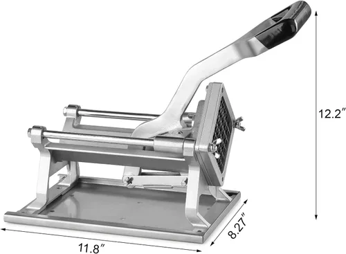 Miniatura 3 de New Star Foodservice 1028935 Cortador de papas fritas extra resistente de 1/2" con soporte de pared, montaje fijo en mostrador o pared, plateado