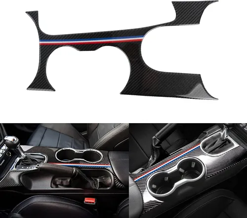 Miniatura 15 de Xotic Tech - Cubierta para panel de cambio de marchas, fibra de carbono suave auténtica, compatible con Ford Mustang 2015-2023 Negro carbón