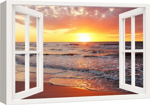 Miniatura 13 de Cuadro decorativo con diseño de ventana moderna blanca con vista, de la marca Wall26®