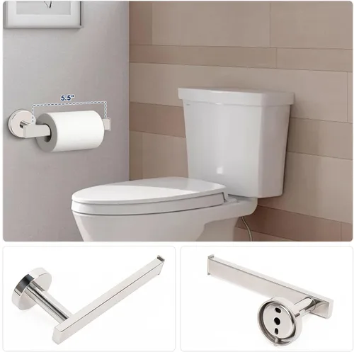 Miniatura 5 de NearMoon Juego de 5 piezas de accesorios de baño de acero inoxidable 304, juego de toallero cuadrado que incluye toallero de 16 pulgadas + anillo