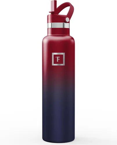 Miniatura 36 de IRON °FLASK Botellas de agua de campamento/senderismo, 3 tapas (estrecha con popote), sin fugas, aisladas al vacío, acero inoxidable de doble pared