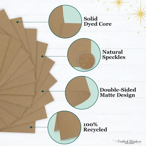 Miniatura 4 de Cardstock Warehouse - Caja de papel kraft marrón – 8.5 x 11 pulgadas – 100 libras / 9.52 oz/m² 100% reciclado de alta calidad – 25 hojas