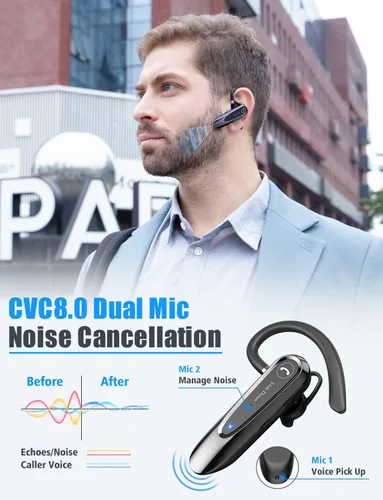 Miniatura 2 de Link Dream Auricular Bluetooth inalámbrico CVC8.0 para teléfono celular, micrófono dual, cancelación de ruido, teléfono con llave de silencio 20H