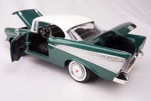 Miniatura 7 de 1957 Chevy Bel Air Green Escala 1/24 Diecast Model Toy Car Motormax 73228