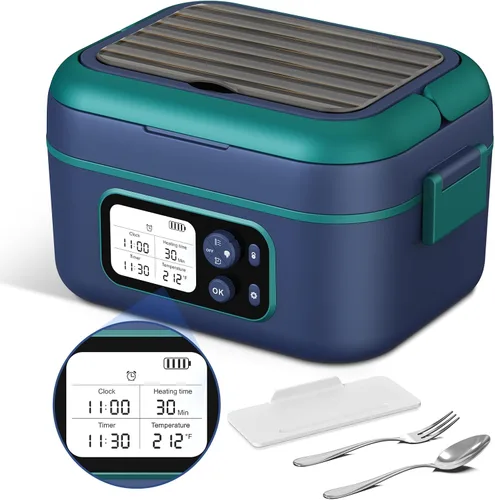 Miniatura 14 de Lonchera eléctrica inalámbrica con calefacción, 1.5L - 6.3 tazas, 20000 mAh, 100 W, recargable, calentador de alimentos inteligente con divisor