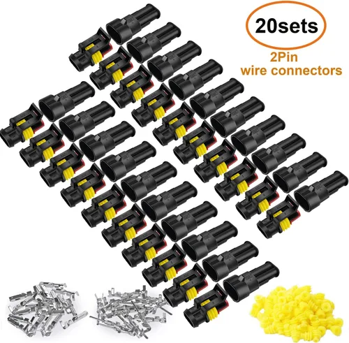 Miniatura 2 de 20 kits de conectores de 2 pines conectores eléctricos automotrices de desconexión rápida 2 cables impermeable conector terminal kit de enchufe